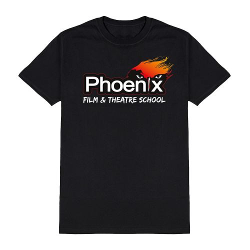 Front of black Phoenix t-shirt with the Phoenix logo